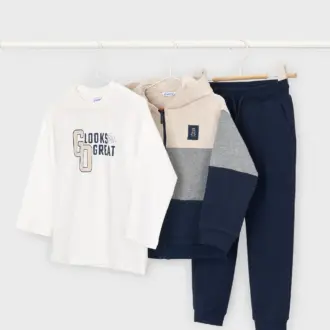 Costum 3 piese: pantaloni, hanorac, tricou Mayoral 04808-24